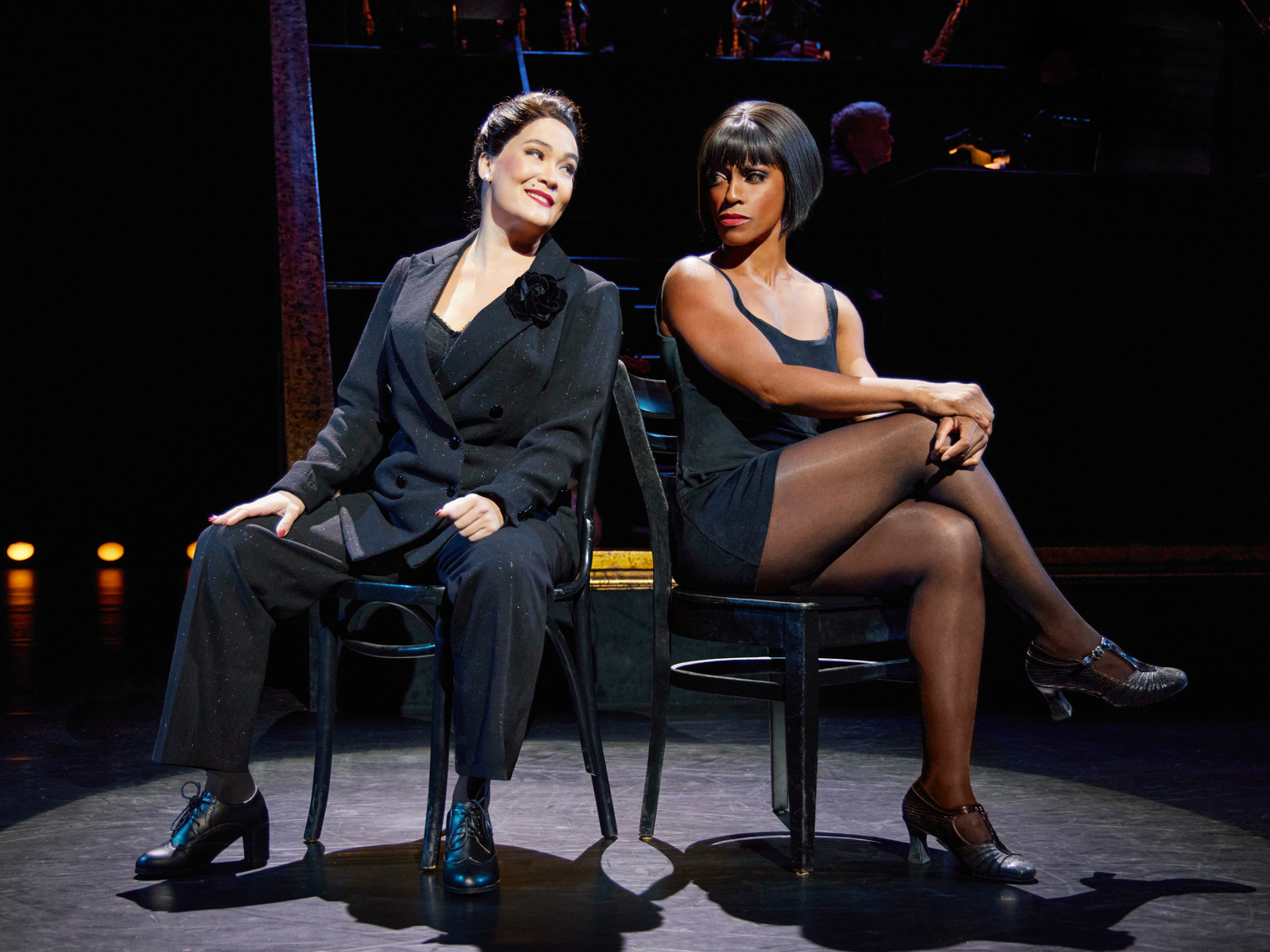 Lili Thomas as Matron "Mama" Morton and Kimberly Marable as Velma Kelly in <i>Chicago</i>.